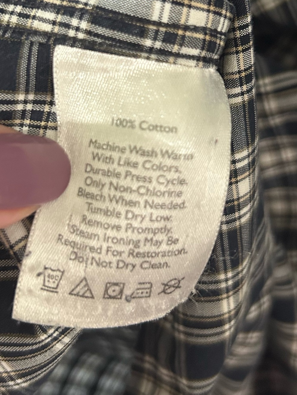 Eddie Bauer DarkNavy & White Plaid Button-Down Shirt Mens XLT Tall Wrinkle Free - Picture 5 of 11